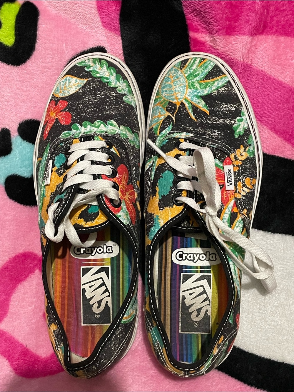 Vans x Crayola Authentic Tropical Leopard Floral Sneakers Women 8.5 Men 7 RARE